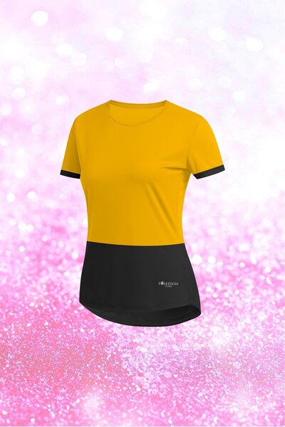 POSEIDON STORM Γυναικείο κίτρινο μπλουζάκι Dri-Fit με κοντό μανίκι και λαιμόκ...