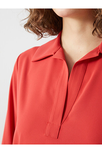 LC Waikiki LCW Vision Kırmızı Gömlek Yaka Kadın Bluz