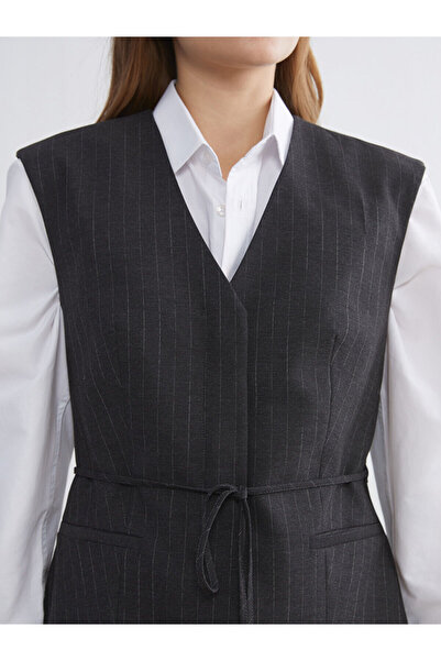 LC Waikiki V-Neck Striped Women's Classic Vest