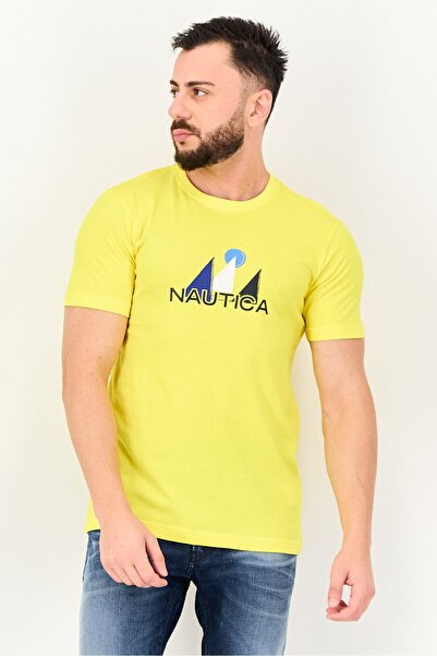 Nautica Men Crew Neck Short Sleeve Graphic Print T-Shirt, Yellow