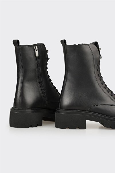 Elle Shoes Siyah Deri Kadın Günlük Bot