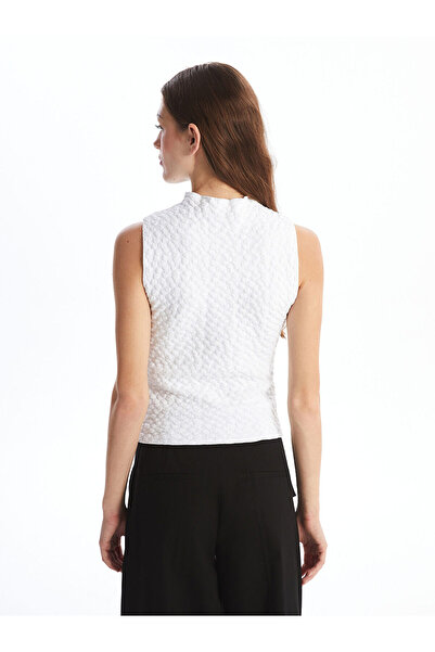 LC Waikiki Ecru Half Turtleneck Self-Patterned Women's Knitwear Sweater