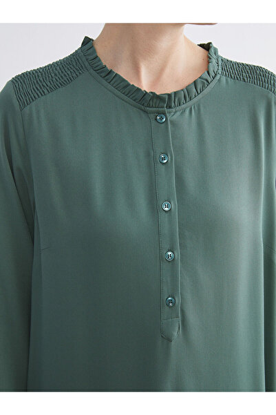 LC Waikiki Green Ruffled Mock Neck Women's Tunic