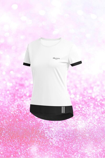 POSEIDON STORM Γυναικείο λευκό μπλουζάκι Dri-Fit με λαιμόκοψη μεγάλου μεγέθου...