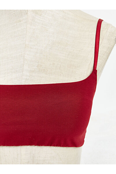 LC Waikiki Burgundy Underwire-Free Bustier with Removable Pads