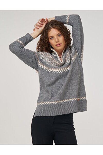 KYR Zipper Closure Knitwear Tunic Gray