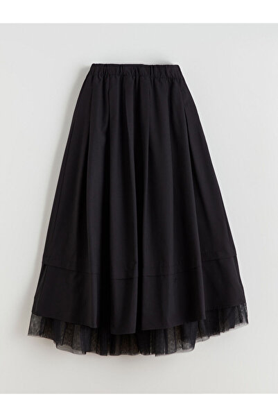 LC Waikiki Poplin Flared Skirt with Elastic Waist