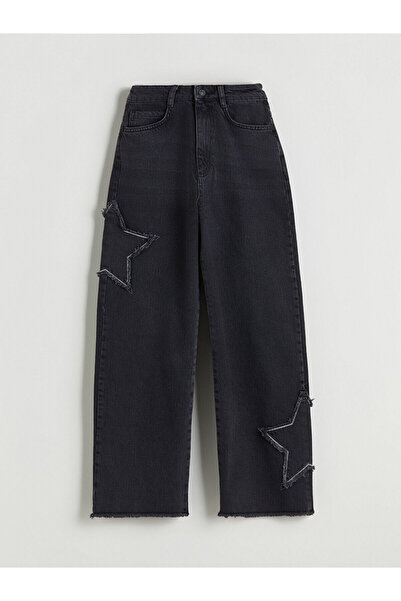 LC Waikiki LCW Kids Черни дънки с широки крачоли за момичета W5IQ37Z4