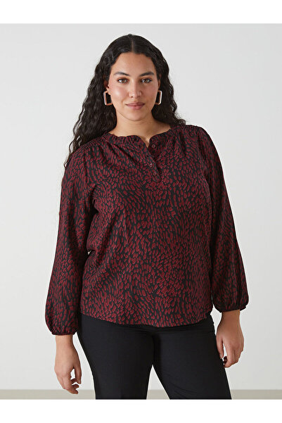 LC Waikiki Bisiklet Yaka Desenli Kadın Bluz