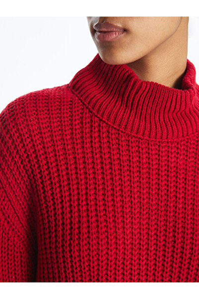 LC Waikiki Red Half Turtleneck Women's Knitwear Sweater