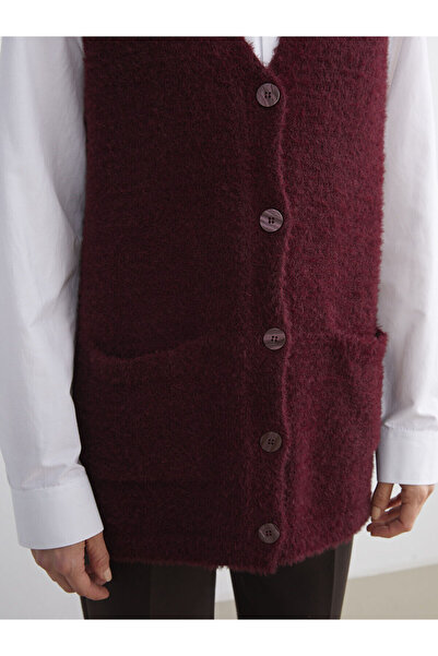 LC Waikiki Büyük Beden V Yaka Kadın Pelüş Yelek (W5)