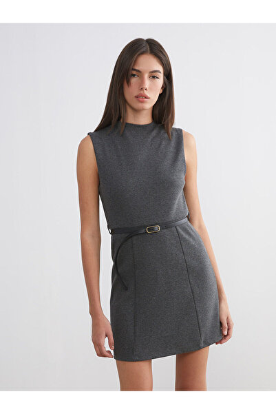 LC Waikiki Crew Neck A-Line Dress with Belt at the Waist