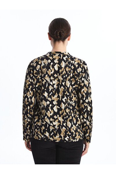 LC Waikiki Black Crew Neck Patterned Women's Blouse