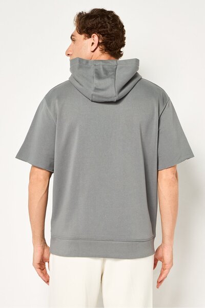 Under Armour x Project Rock Men Sportswear Fit Short Sleeve Outdoor Hoodie, Grey