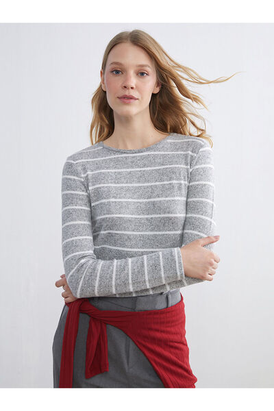 LC Waikiki plus nou sezon guler rotund Tricou cu dungi pentru femei