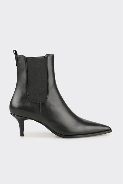 Elle Shoes Siyah Deri Kadın Klasik Bot