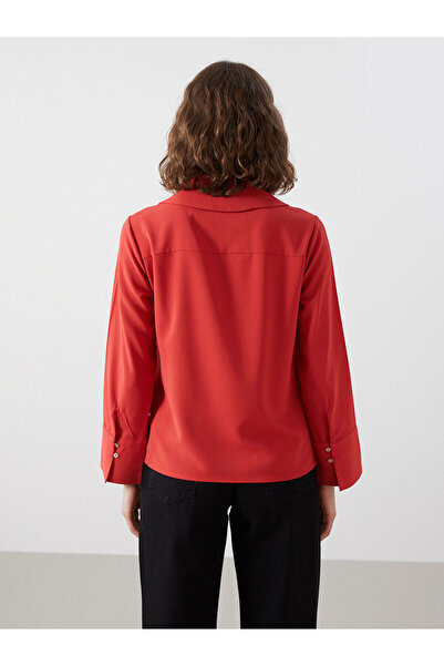 LC Waikiki LCW Vision Kırmızı Gömlek Yaka Kadın Bluz