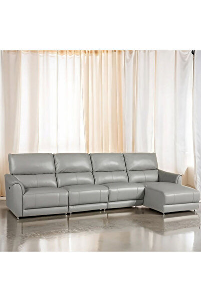micasa Elegant and Modern Design Leather Sectional Sofa Set with Recliner and Adjustable Headrest