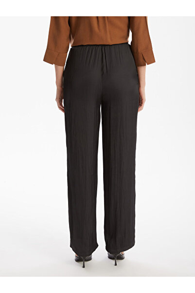 LC Waikiki Black Elastic Waist Satin Women's Trousers