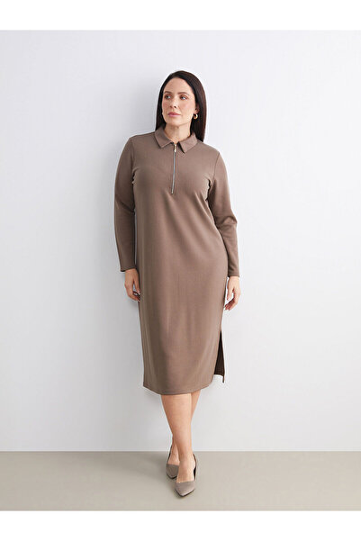 LC Waikiki Φόρεμα Peak New Season Plus Size Polo Neck άνοιγμα