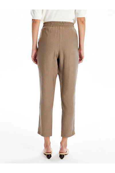 LC Waikiki Brown Elastic Waist Loose Fit Women's Trousers