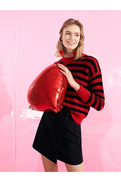 LC Waikiki Pulover de damă cu mânecă lungă cu dungi cu gât