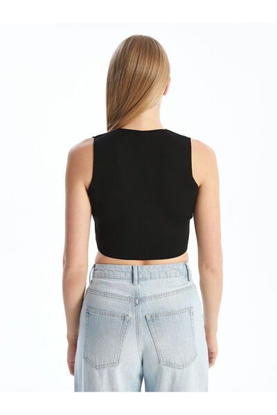 LC Waikiki Black V-Neck Women's Knitwear Vest