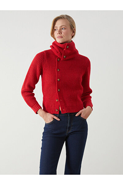 LC Waikiki Lcw Vision Red Women's Knitwear Sweater - Flowy Collar Tt