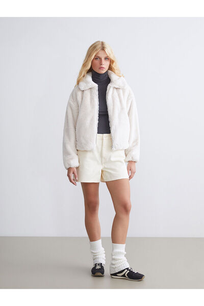 LC Waikiki Peak New Season Shirt Collar Women's Plush Coat