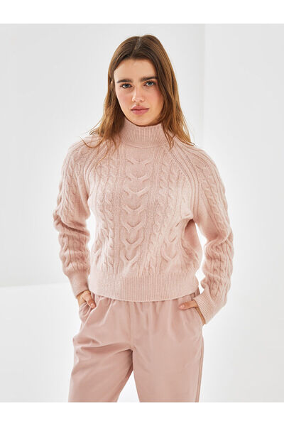 LC Waikiki Yarim Balikci Yaka Kendinden Desenli Kadin Triko Kazak - W4II84Z8