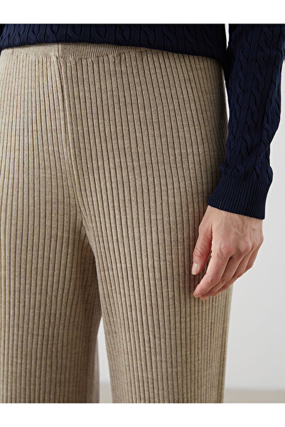 LC Waikiki Beige Elastic Waist Women's Knitwear Trousers
