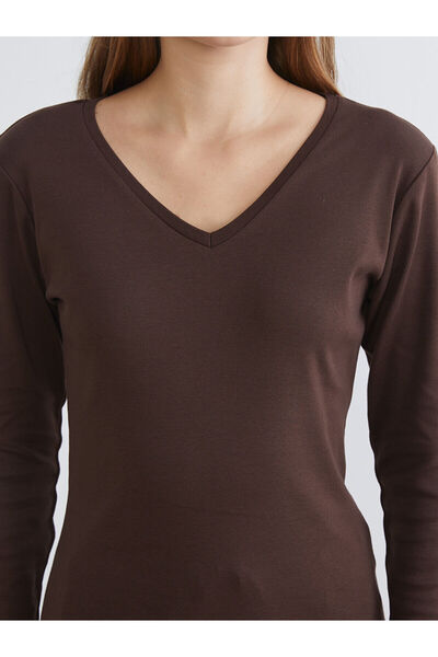 LC Waikiki İzr New Season V-Neck Long Sleeve Women's T-Shirt