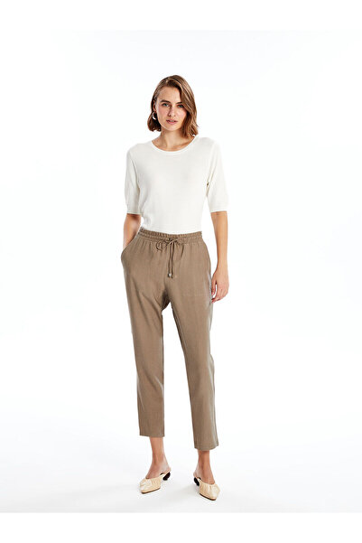 LC Waikiki Brown Elastic Waist Loose Fit Women's Trousers