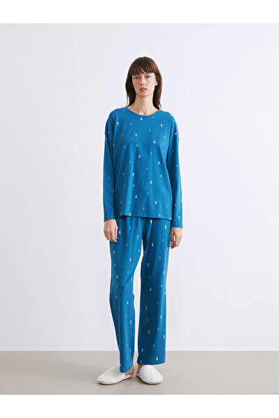 LC Waikiki Σετ γυναικείες πιτζάμες με χριστουγεννιάτικο θέμα Crew Neck