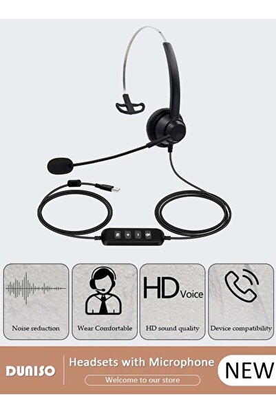 fun zone DUNISO Wired Headset with Rotating Noise-Canceling Microphone (Over-...