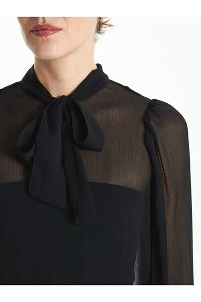 LC Waikiki Black Tie Neck Women's Blouse