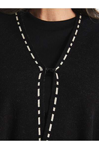 LC Waikiki Sparkling Choices from Shining Store |   Women's Shawl Collar Plain Knit Poncho