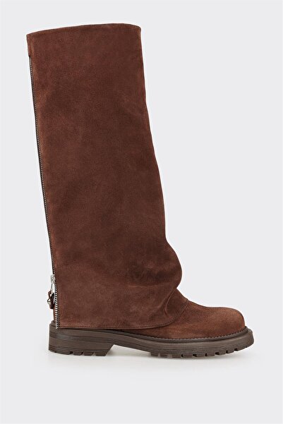 Elle Shoes Kahve Deri Kadın Günlük Çizme