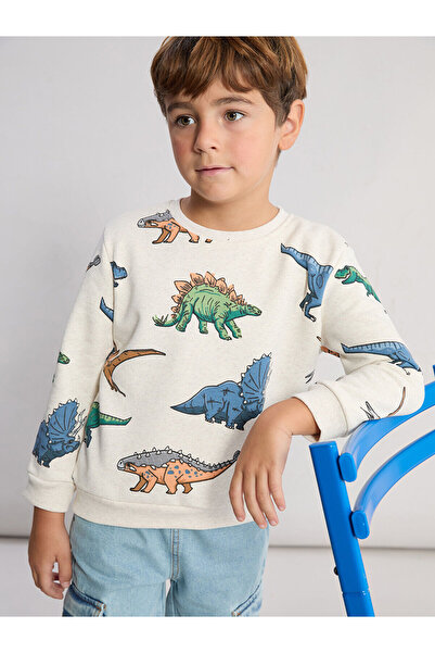 LC Waikiki artı yeni sezon Dinazor Baskılı Erkek Çocuk Kalın Sweatshirt