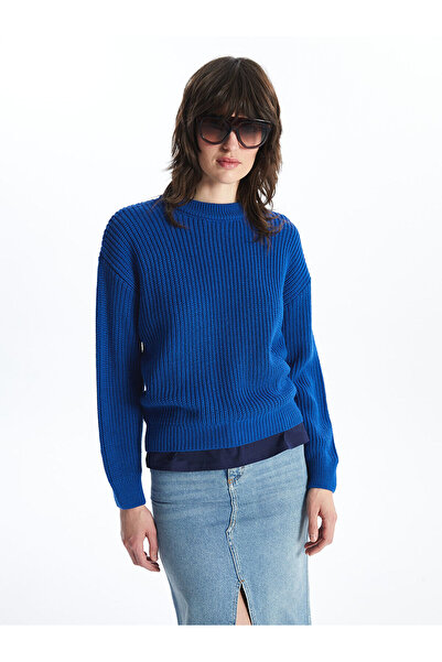 LC Waikiki Sweter damski z dzianiny oversize z okrągłym dekoltem - W47871Z8