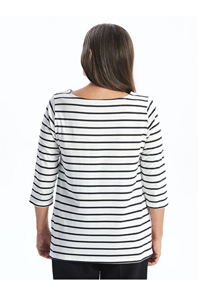 LC Waikiki Gestreiftes Damen-T-Shirt mit Rundhalsausschnitt