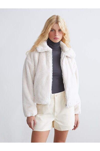 LC Waikiki Peak New Season Shirt Collar Women's Plush Coat