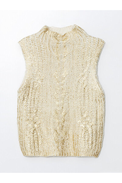 LC Waikiki Yellow Half Turtleneck Self-Patterned Women's Knitwear Sweater