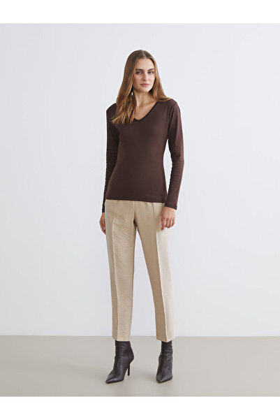 LC Waikiki İzr New Season V-Neck Long Sleeve Women's T-Shirt