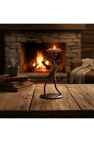 Wolawood African Themed Ethnic Figured Local Iron Candle Holder Candlestick Holder Retro Desktop Decorative Accessory