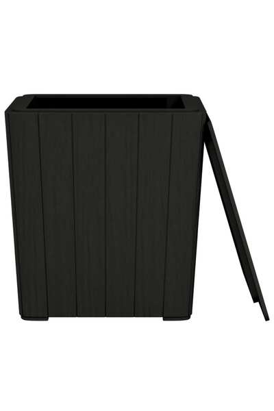 vidaxl Garden Table with Removable Lid Black Polypropylene
