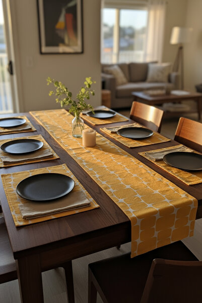 viki concept طقم طاولة بوهو عصري – 6 قطع من أدوات المائدة الأمريكية + 1 مفرش ...