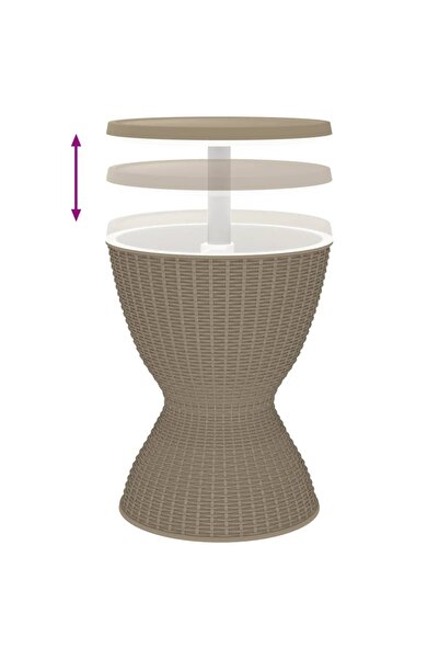 vidaxl 3-in-1 Ice Cooler Table Light Brown Polypropylene