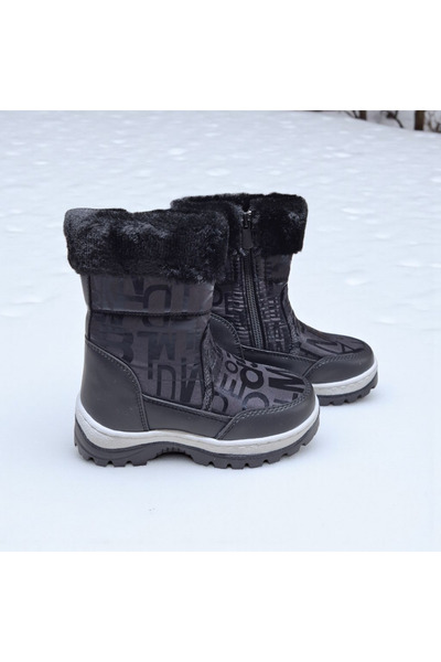 Moda fiesta Κοριτσίστικες γούνινες αδιάβροχες χειμερινές μπότες με αντιολισθητική σόλα με φερμουάρ