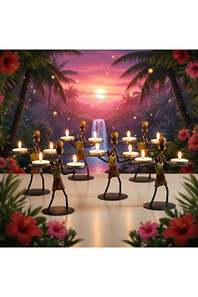 Wolawood African Themed Ethnic Figured Local Iron Candle Holder Candlestick Holder Retro Desktop Decorative Accessory